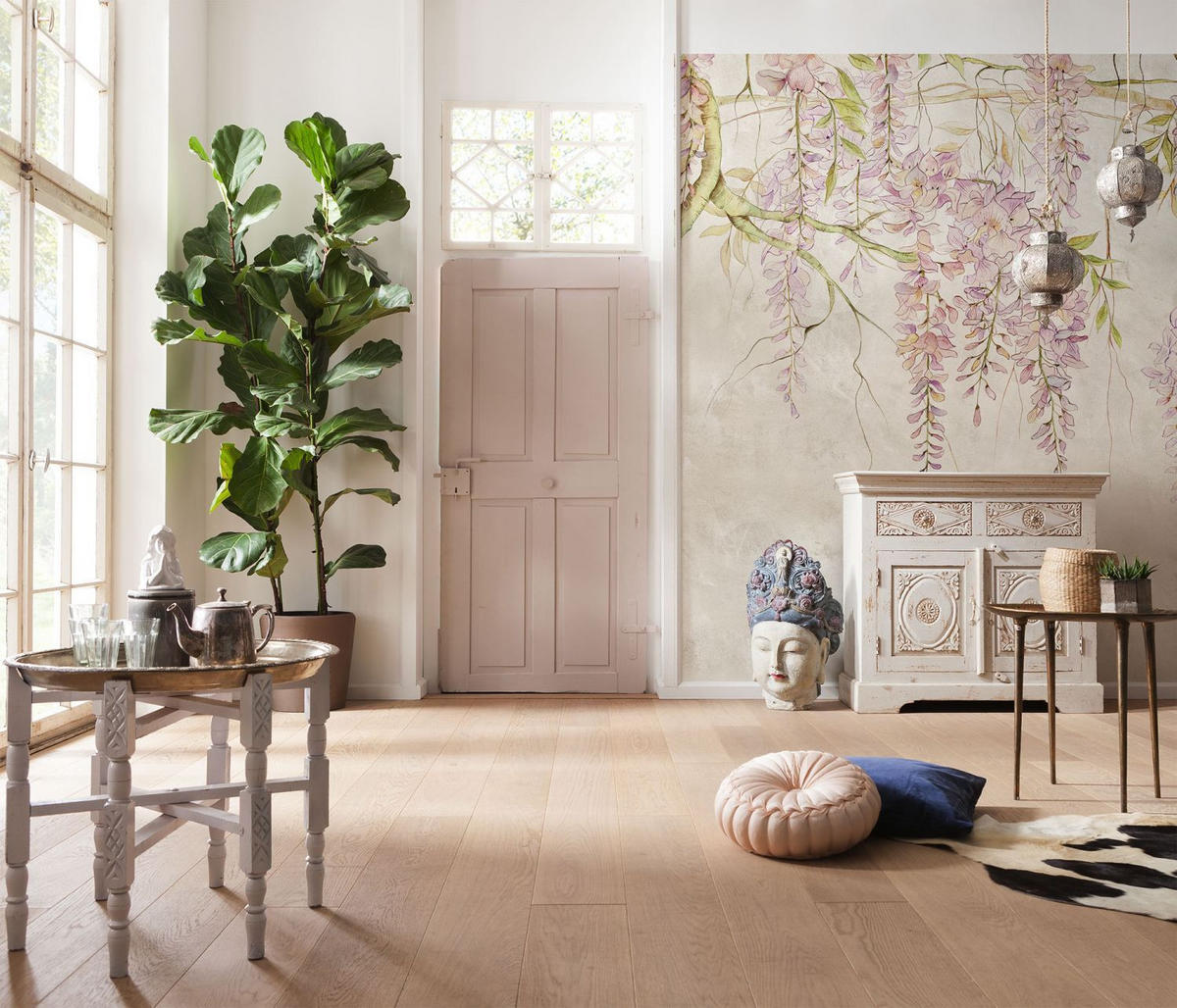 FOTOTAPETE Glyzinien 400 x 280 cm - Pink, Papier (400/280cm) - Sanders & Sanders