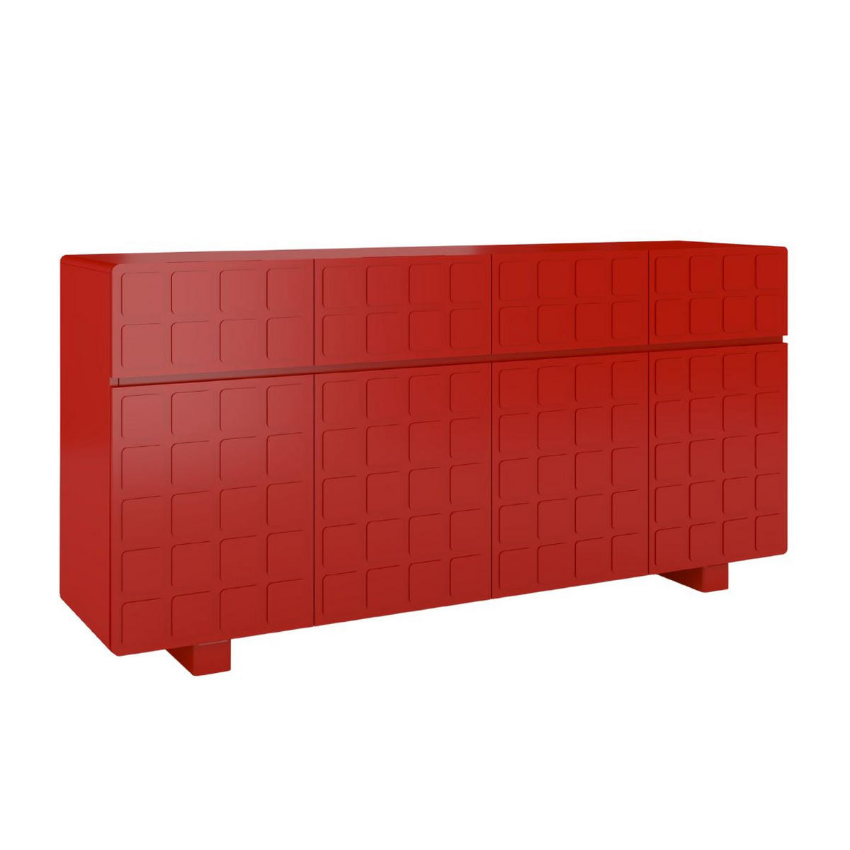 SIDEBOARD Cubo Long, Geometrische 3D Fronten, 169 cm, Rot - Rot, Holz/Holzwerkstoff (168.9/83.8/41.8cm) - Skandica