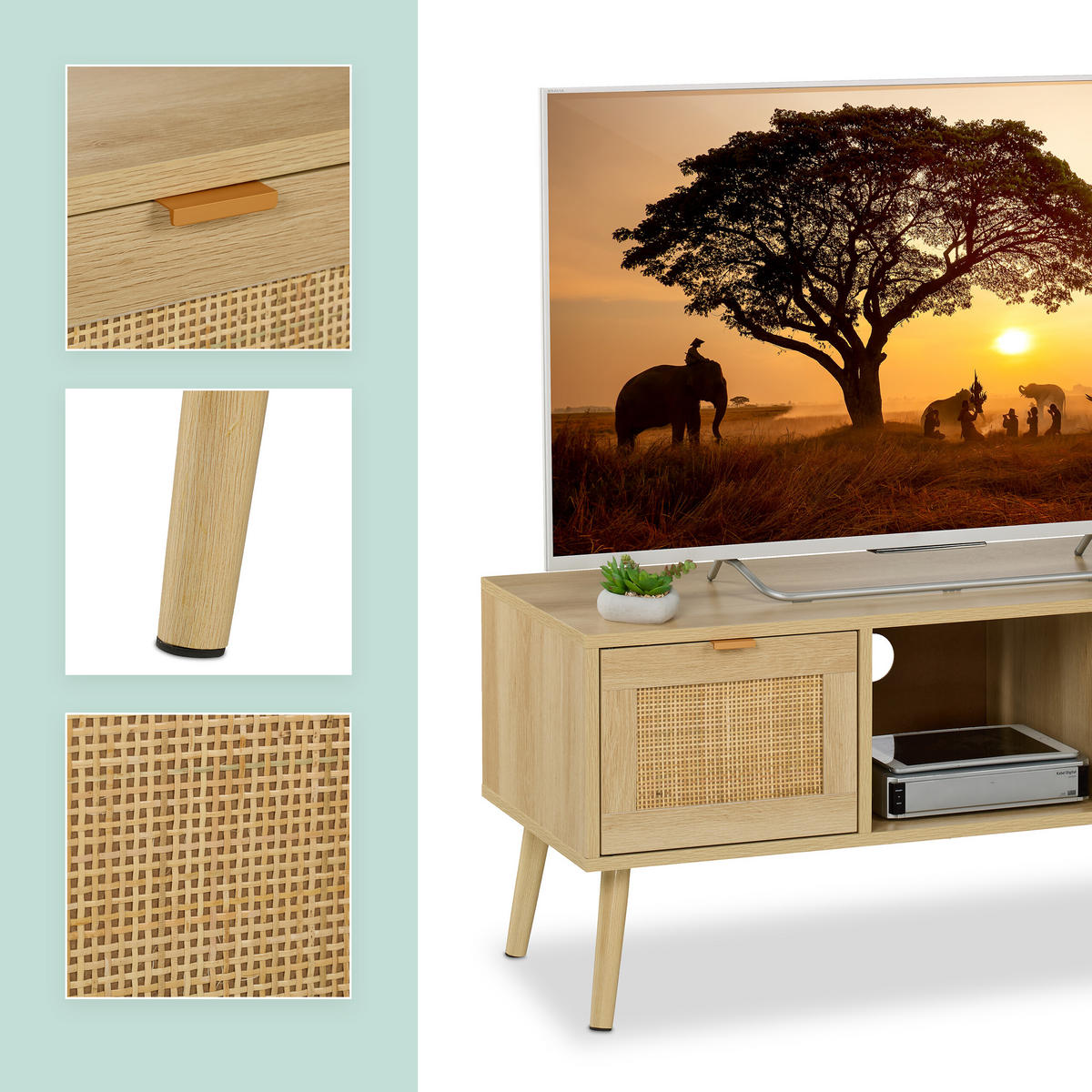 TV-LOWBOARD - Hellbraun, Holz/Holzwerkstoff (100/45.5/40cm) - Relaxdays