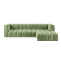 ECKSOFA Modulares In L-Form, Velvet-Stoff Riviera, Olive, Rechts, GRAND 318 cm - Olivgrün, Holz (318/179cm) - Kaiser Möbel