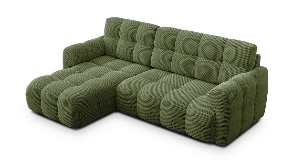 ECKSOFA MELLOW 3-Sitzer, olive - Schwarz/Grün, Holz/Textil (232/156cm) - Courtois Laville