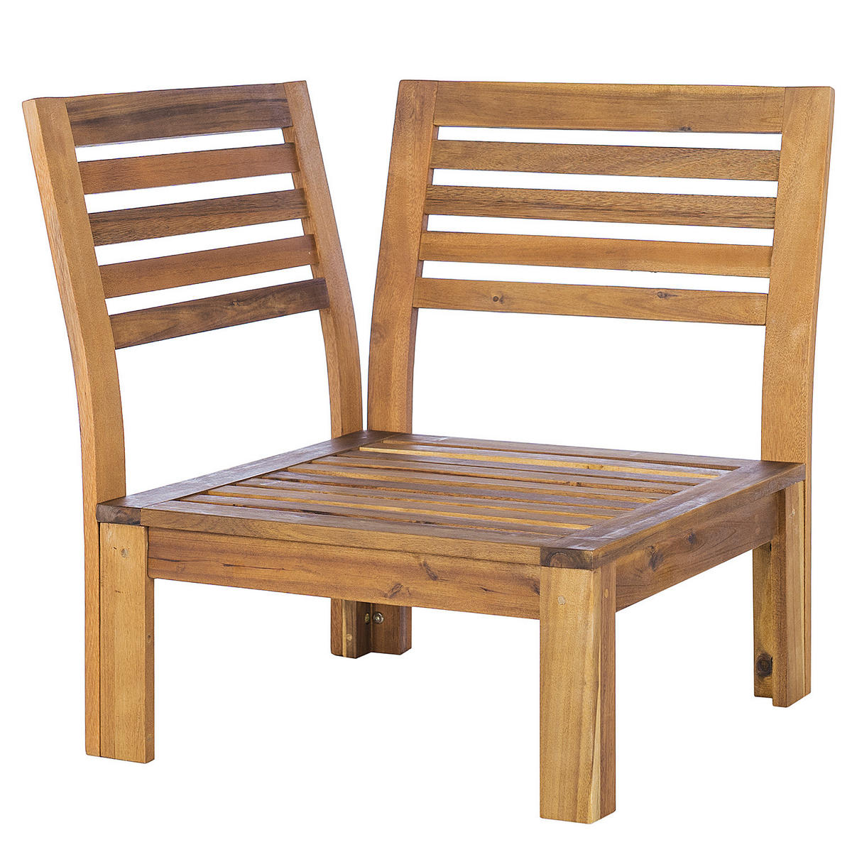 LOUNGEECKE - Webstoff / Akazie massiv - Weiß, Holz/Textil (71/73/71cm) - home24