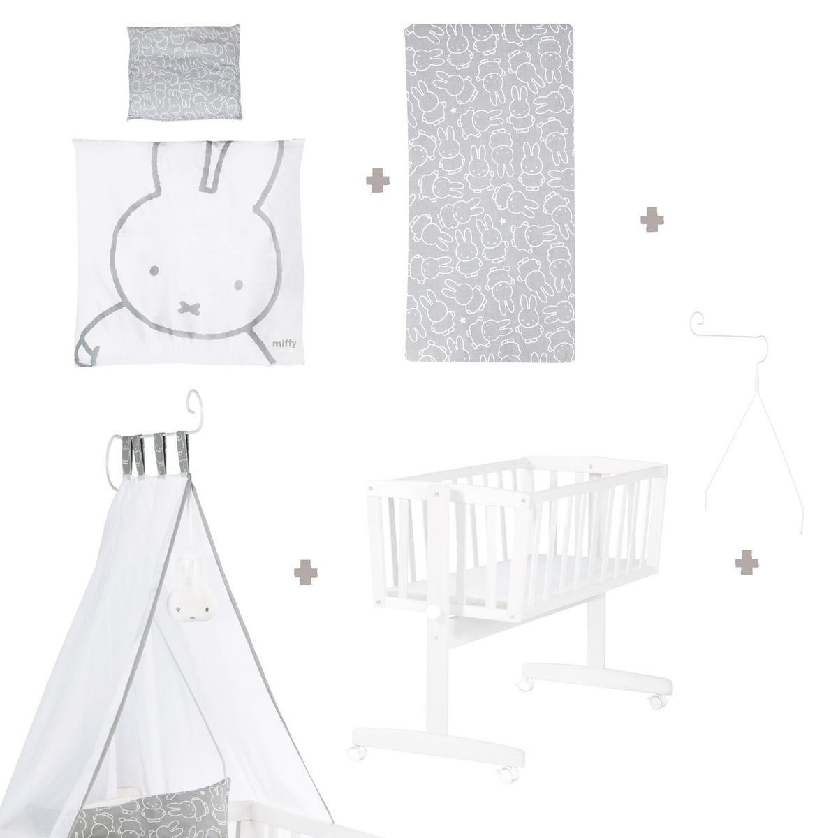 BABYWIEGENSETT Miffy - Weiß, Holzwerkstoff/Textil (40/90cm) - Roba