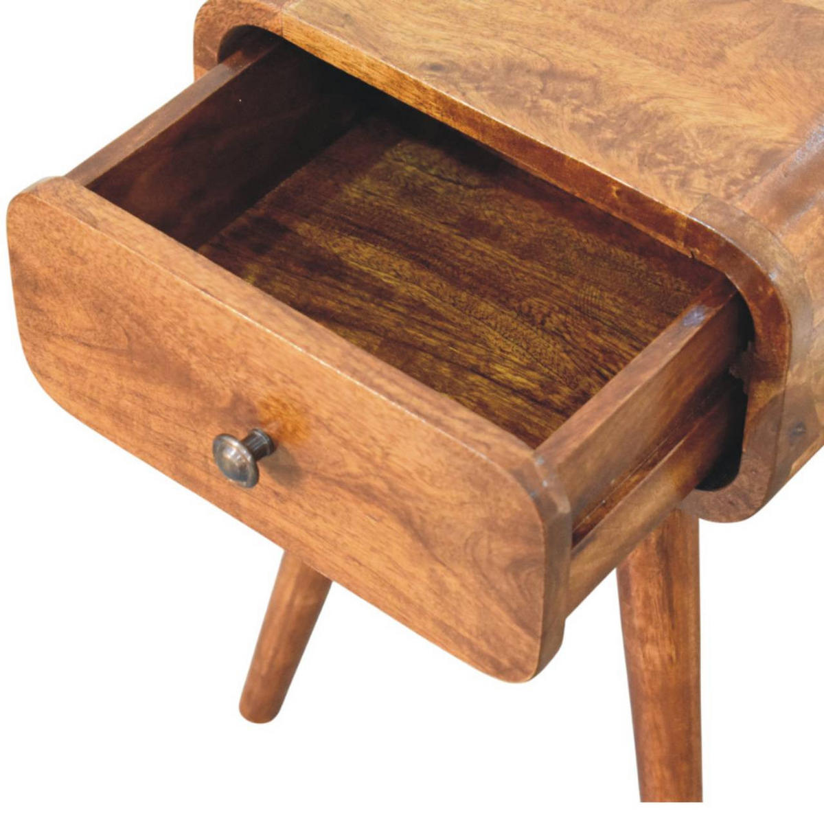 NACHTTISCH Massivholz Avora Mini Kastanienbraun, 1 Schublade - Dunkelbraun/Messingfarben, Mangoholz/Holz (30/49/30cm) - Artisan Furniture