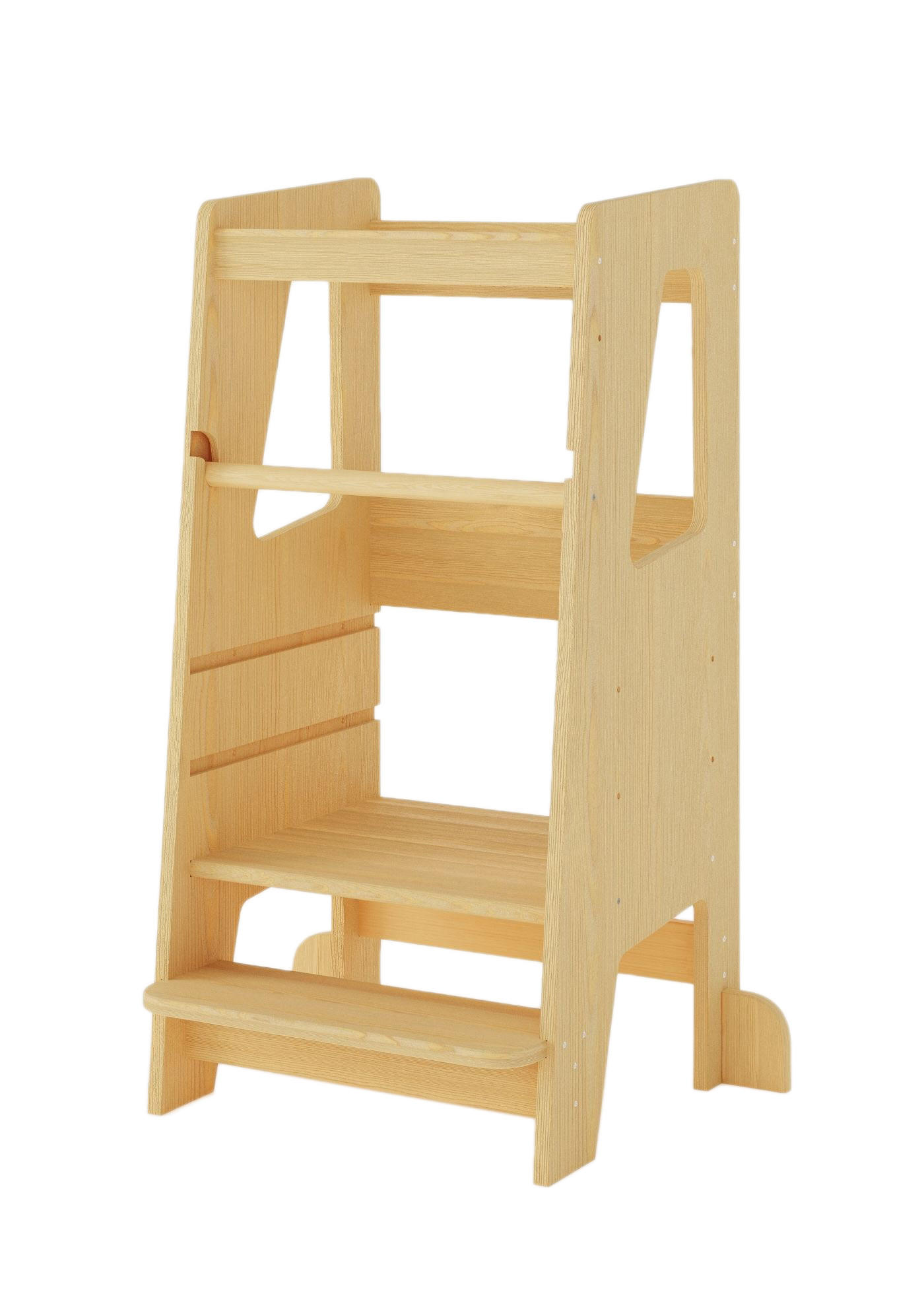 LERNTURM Steppy Höhenverstellbar Montessori Kippschutz natur - Naturfarben, Holzwerkstoff (44/90/44cm) - Sämann – make a difference.