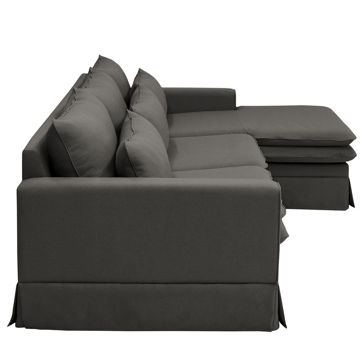 ECKSOFA mit Husse - Longchair, Webstoff - Anthrazit/Schwarz, Kunststoff/Textil (300/175cm) - home24