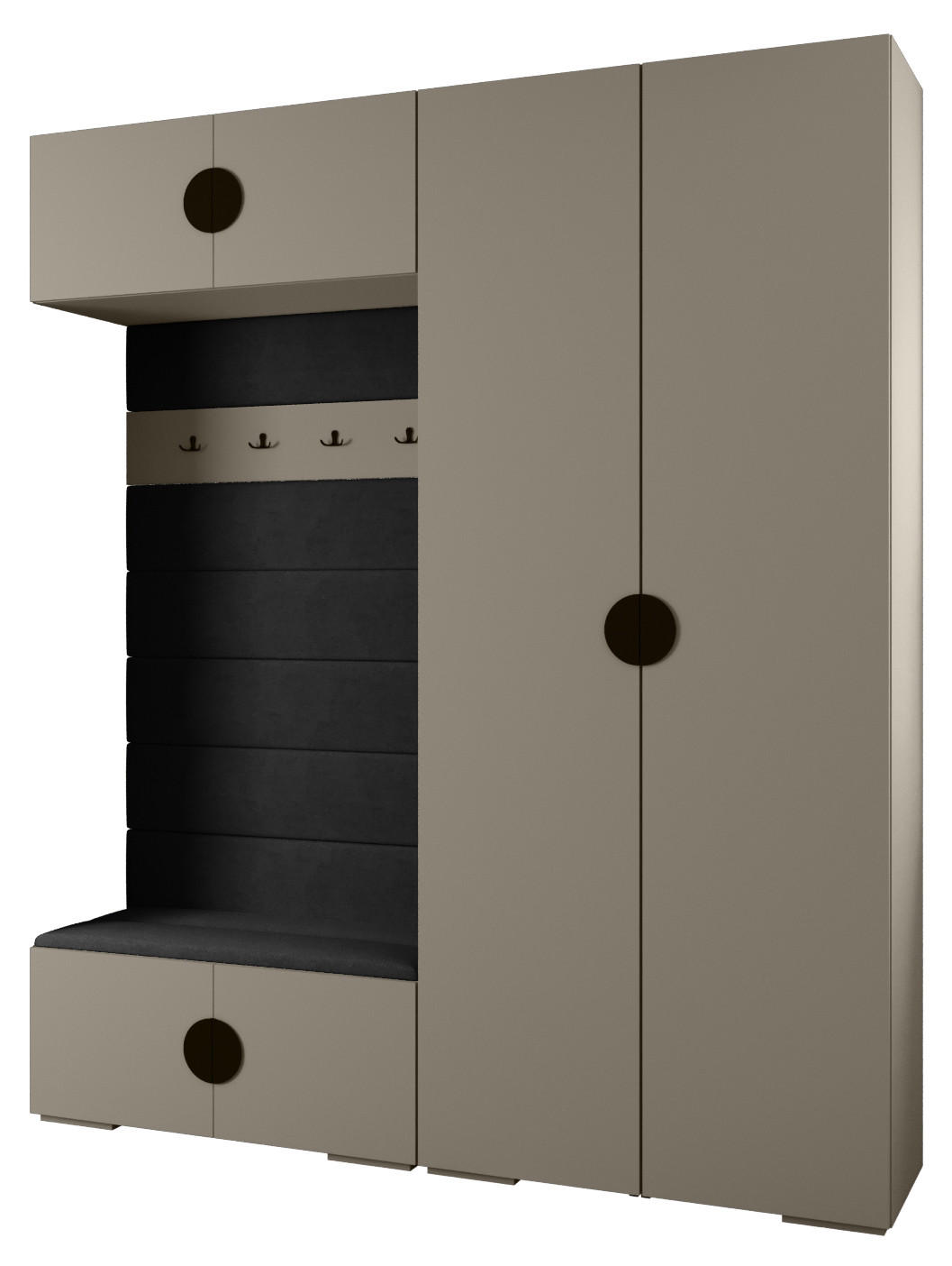 Abiks Möbel Garderoben-Set Kaschmir, Schwarz, Schwarz 200x236.7x47 cm