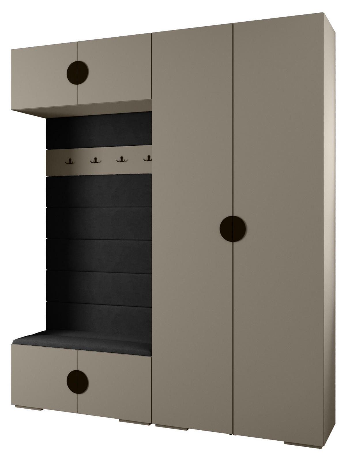 GARDEROBEN-SET 236,7/200/47 - Kaschmir/Schwarz, Holz/Metall (200/236.7/47cm) - Abiks Möbel