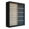 SCHWEBETÜRENSCHRANK 180 CM TREND Farbe: Schwarz , sonoma , schwarz - Schwarz/Braun, Holzwerkstoff (180/215/59.5cm) - A&J MöbelLand