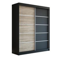 SCHWEBETÜRENSCHRANK 180 CM TREND Farbe: Schwarz , sonoma , schwarz - Schwarz/Braun, Holzwerkstoff (180/215/59.5cm) - A&J MöbelLand
