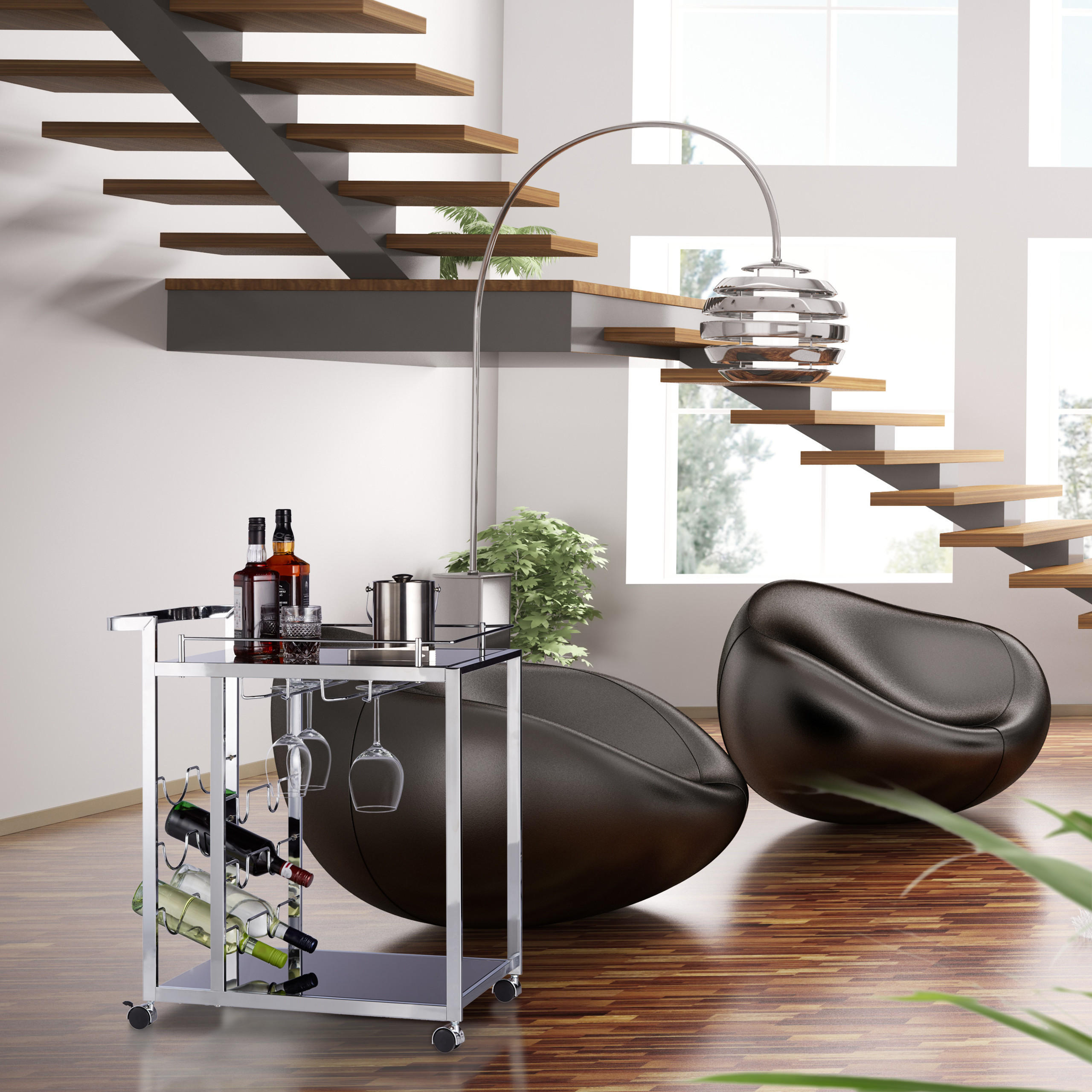 SERVIERWAGEN - Multicolor, Glas/Metall (40/75/70cm) - Relaxdays