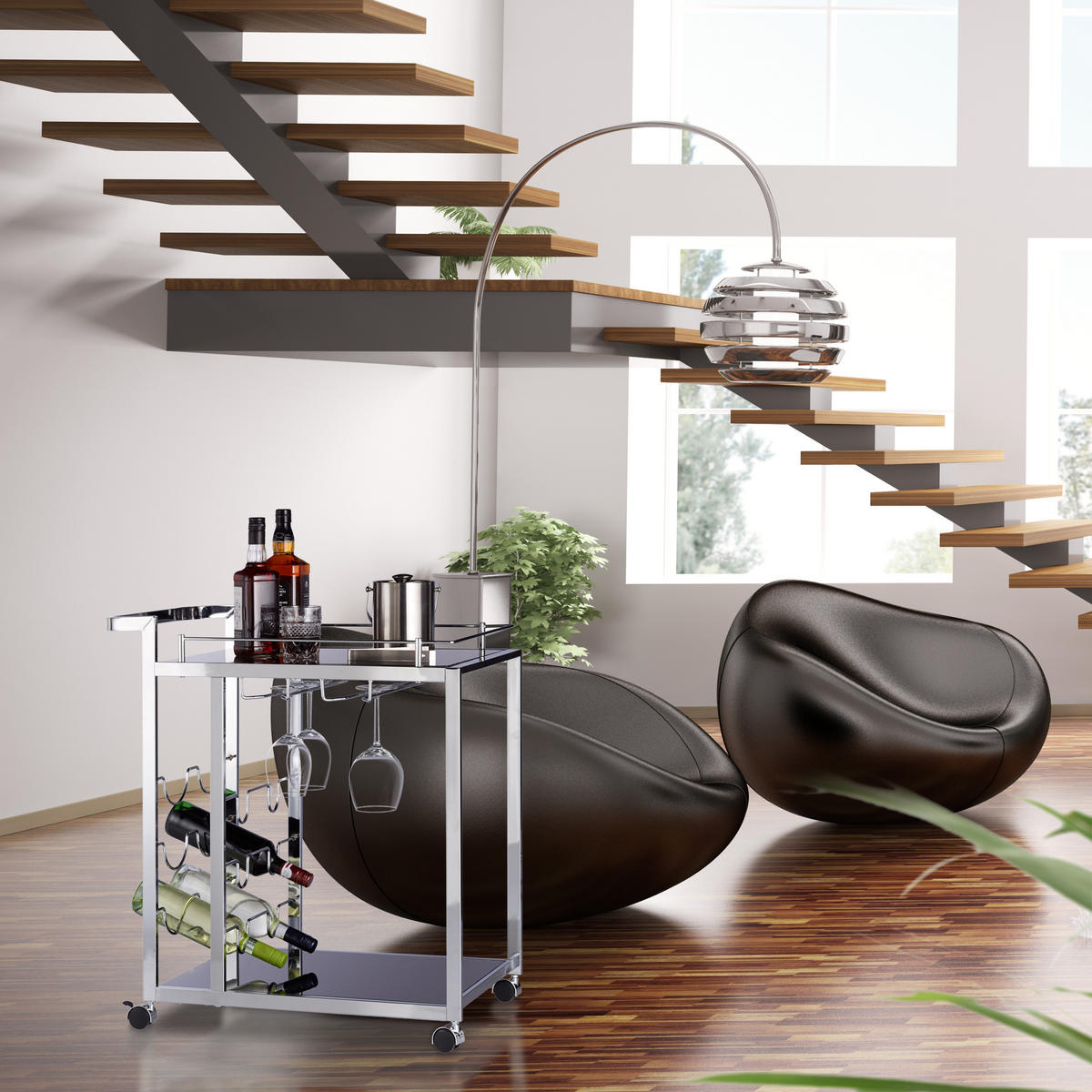 SERVIERWAGEN - Multicolor, Glas/Metall (40/75/70cm) - Relaxdays
