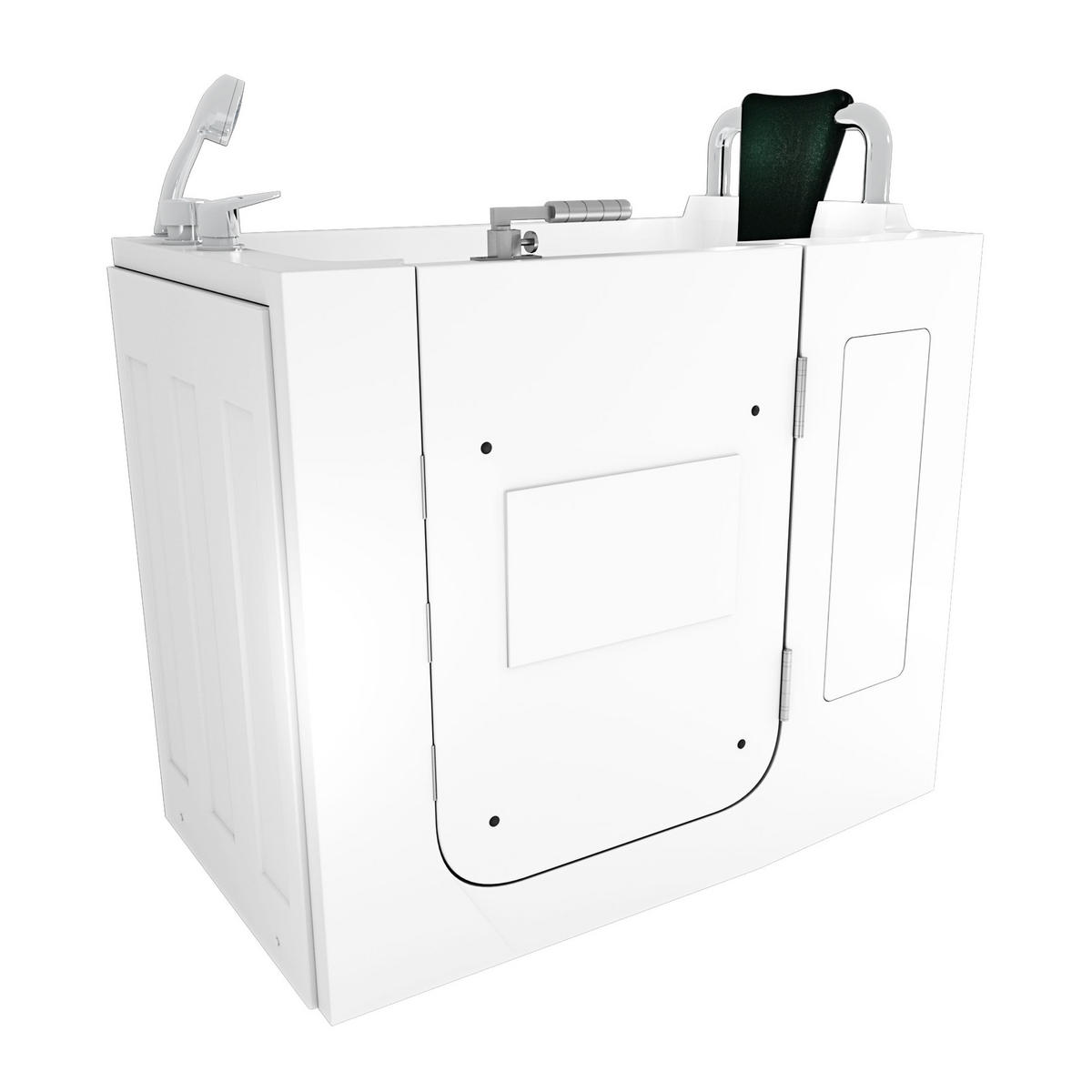 SITZBADEWANNE Senioren Sitzwanne mit Tür S08-B-R 110x68cm - Weiß, Glas/Kunststoff (68/114/110cm) - AcquaVapore by Sandra Jentho