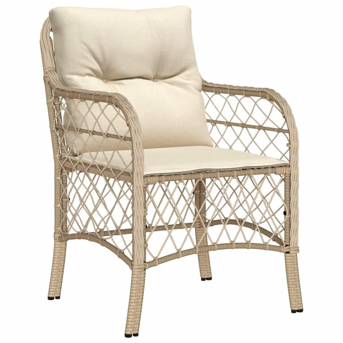 GARTENSTÜHLE Mit Kissen 2 Stk. Beige Poly Rattan - Beige, Kunststoff (67/86/58.5cm) - vidaXL