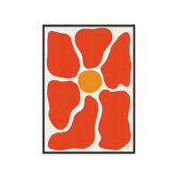 POSTER mit Rahmen Tara Royle - Flower - Rot/Schwarz, Holz/Papier (50/70cm) - Poster&Frame