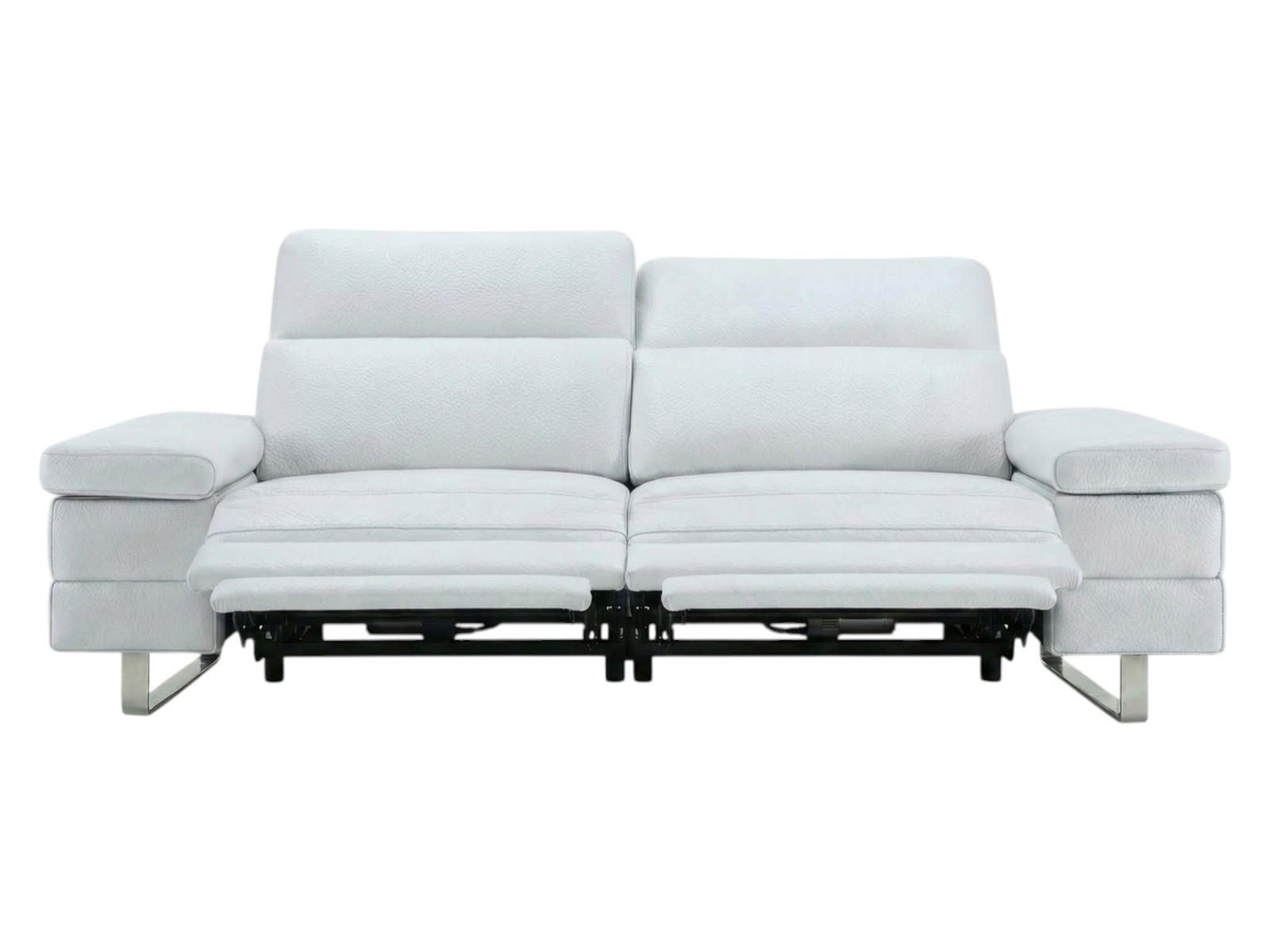 3-SITZER Sofa Virage Echtleder mit 2 x Relaxfunktion Weiß - Weiß, Leder/Metall (212/75/109cm)