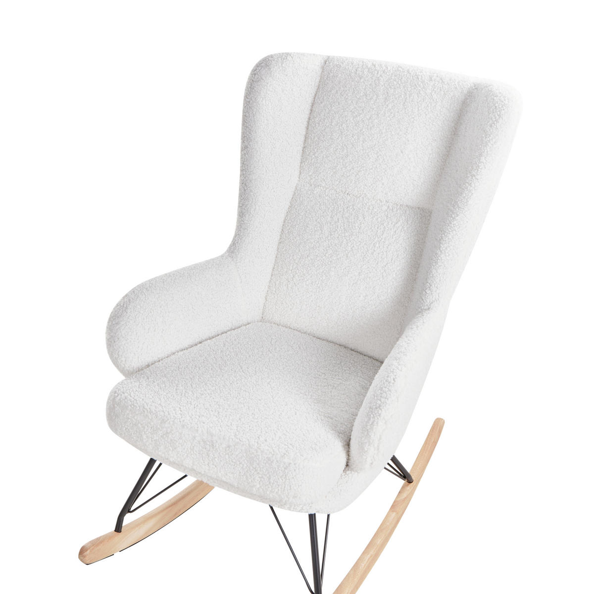 HOUPACÍ KŘESLO Bouclé Krémově bílé Luoma - bílá/černá, textil (69/106/97cm) - Beliani