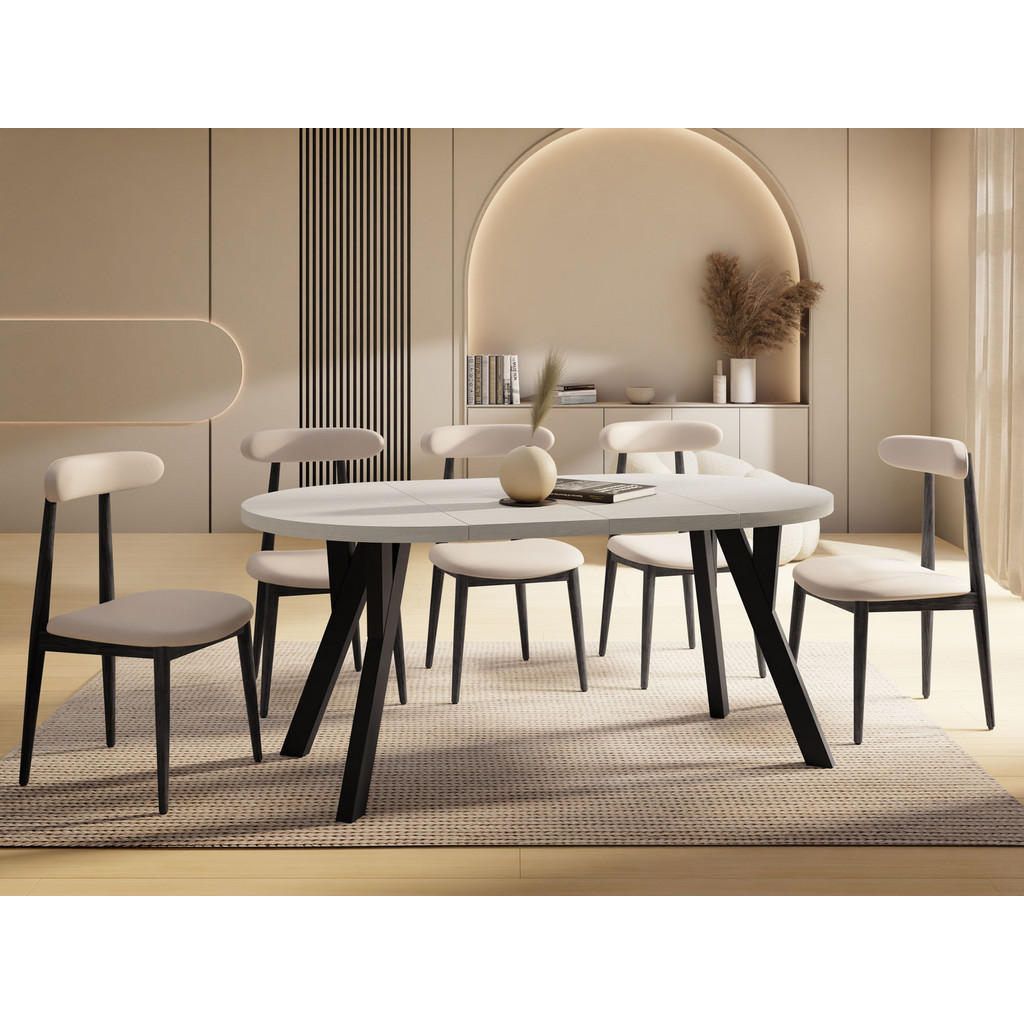 Thumbnail - WFL Group Esstisch, Weiß, Holzwerkstoff, Rund,Rund, 100x77x100 cm, Esszimmer, Tische, Esstische