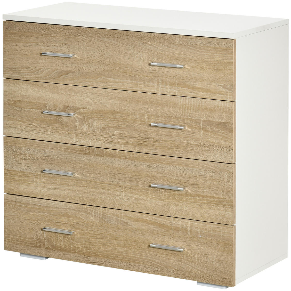 KOMOODE DE-12780 4 Schubladen, zeitgenössisch Eiche hell - Eichefarben, Holzwerkstoff (76/72/35cm) - ComfortXL