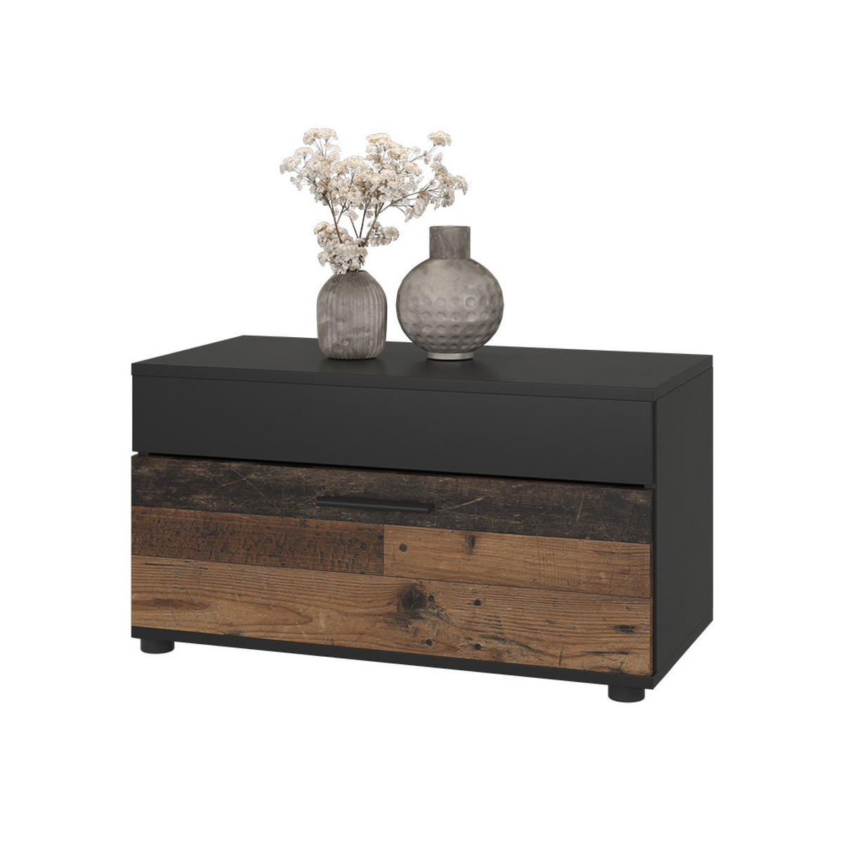 POLICE NA KNIHY Berno Černá/starý styl - černá/hnědá, kompozitní dřevo (70.8/38.9/35.3cm) - Vicco