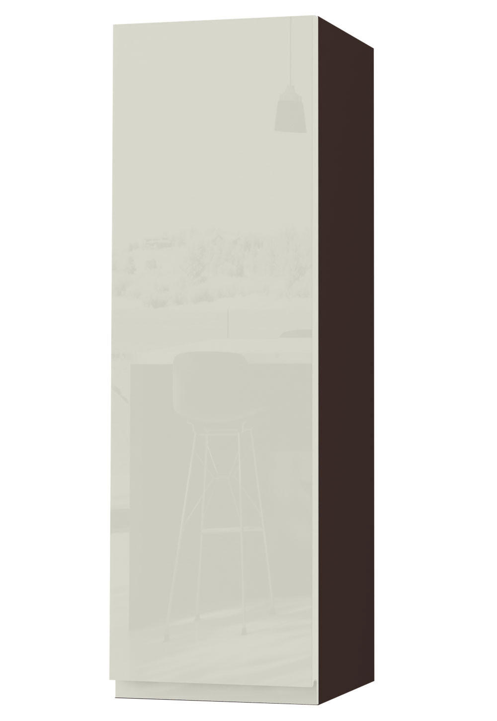 HÄNGESCHRANK Florence W4/30 Lava / RAL 1013 perlweiß HG 30 / 32,5 / 96cm - Türanschlag links - Dunkelgrau/Weiß Hochglanz, Holz/Holzwerkstoff (30/96/32.5cm) - Feldmann-Wohnen