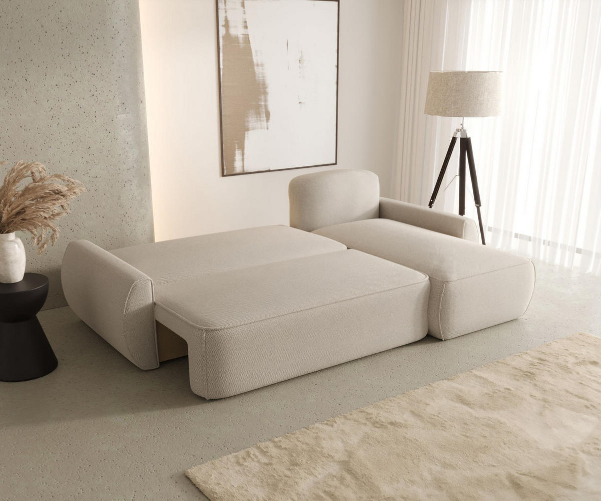 ECKSOFA mit Schlaffunktion LUCAS Quelle 37 Rechts - Dunkelgrün, Textil (240/145cm) - Bedante