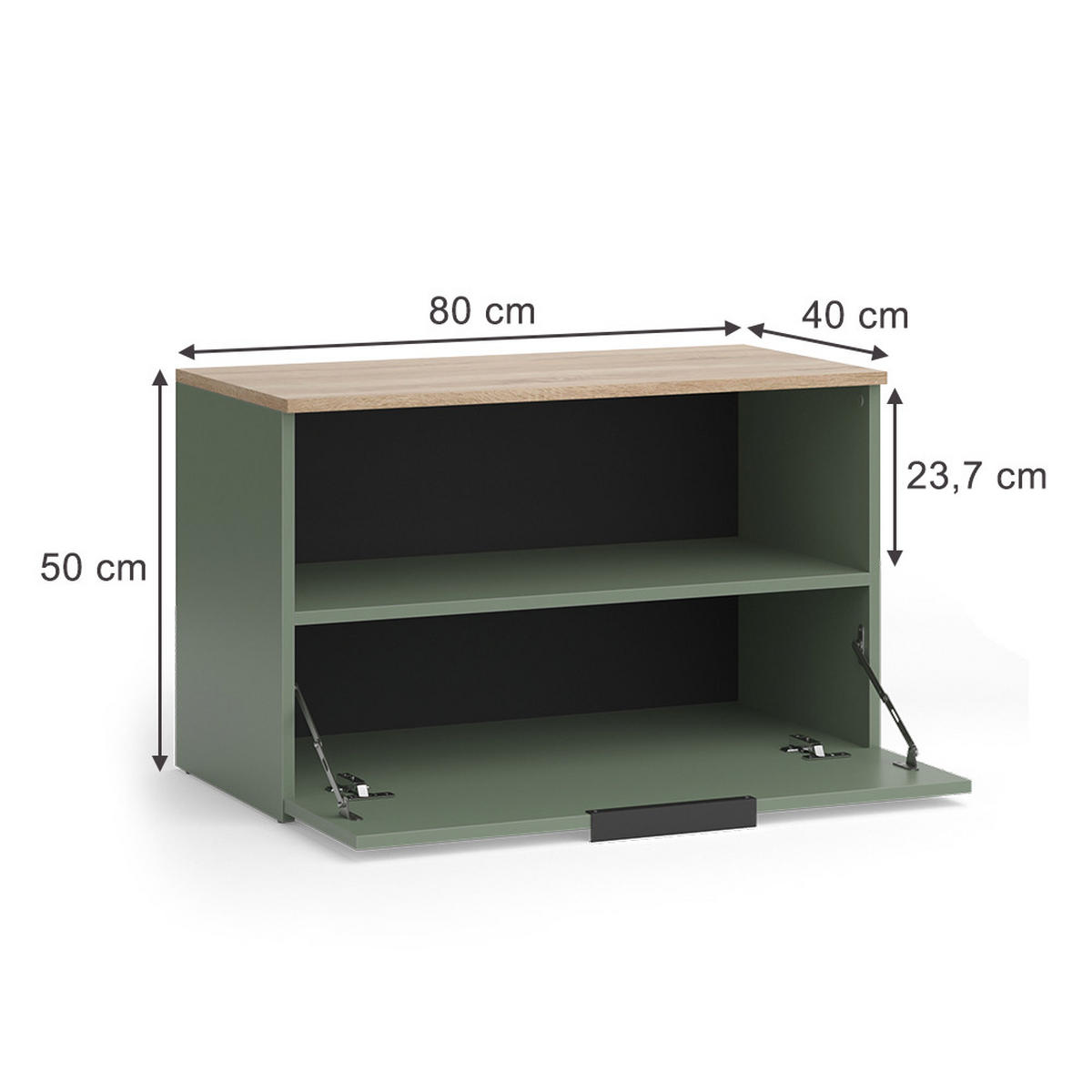 KOMMODE Wido Grün 80 x 50 cm mit 1 geschlossenem Fach - Grün/Sonoma Eiche, Holzwerkstoff (80/50/40cm) - Vicco