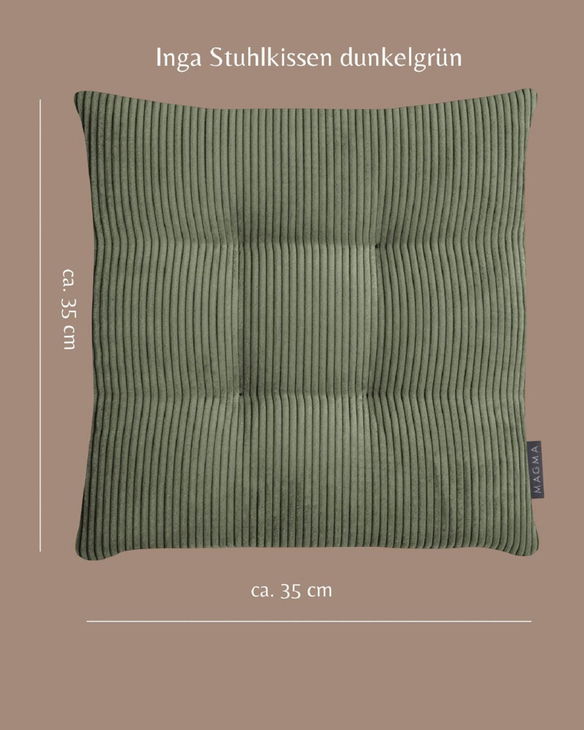 STUHLKISSEN 4er Set Inga - Dunkelgrün, Textil (35/35/5cm) - Magma Heimtexx