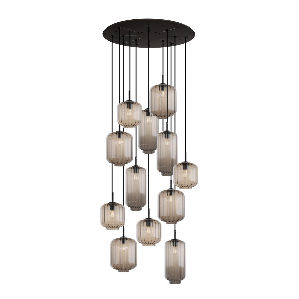 GALERIELEUCHTE Velo 12-flammig Klar Ø 18/20/25cm - Klar/Schwarz, Glas (25/25/27cm) - s.luce
