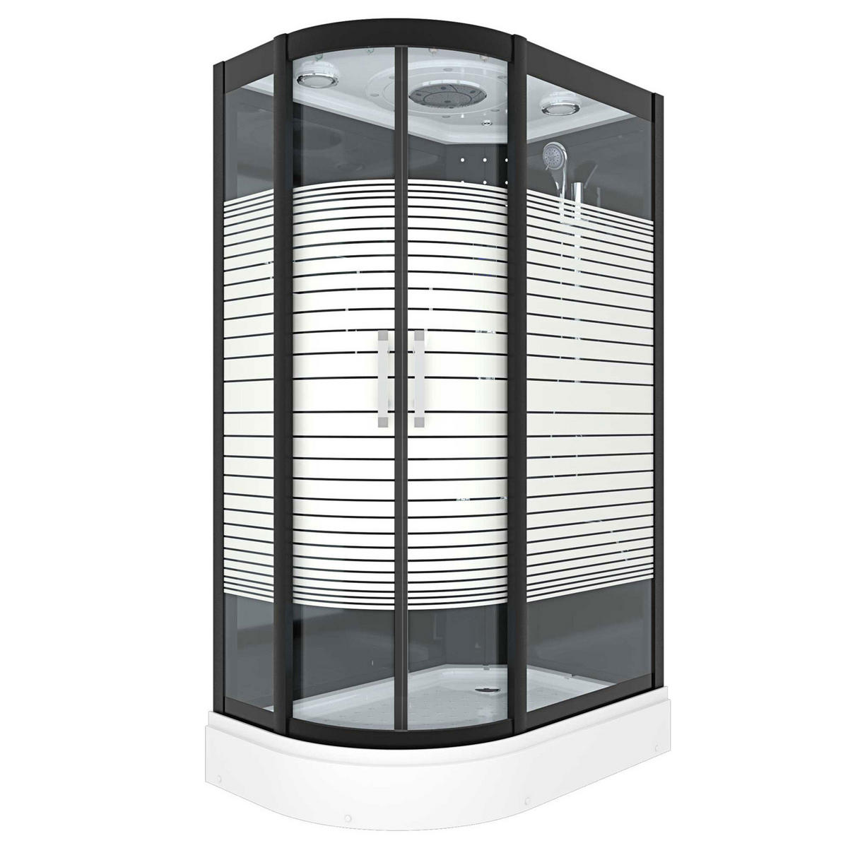 DUSCHKABINE Komplettdusche Dusche D30-73M1L-EC 120x80 cm MIT 2K Scheiben Versiegelung - Schwarz, Glas/Kunststoff (120/80/215cm) - AcquaVapore by Sandra Jentho