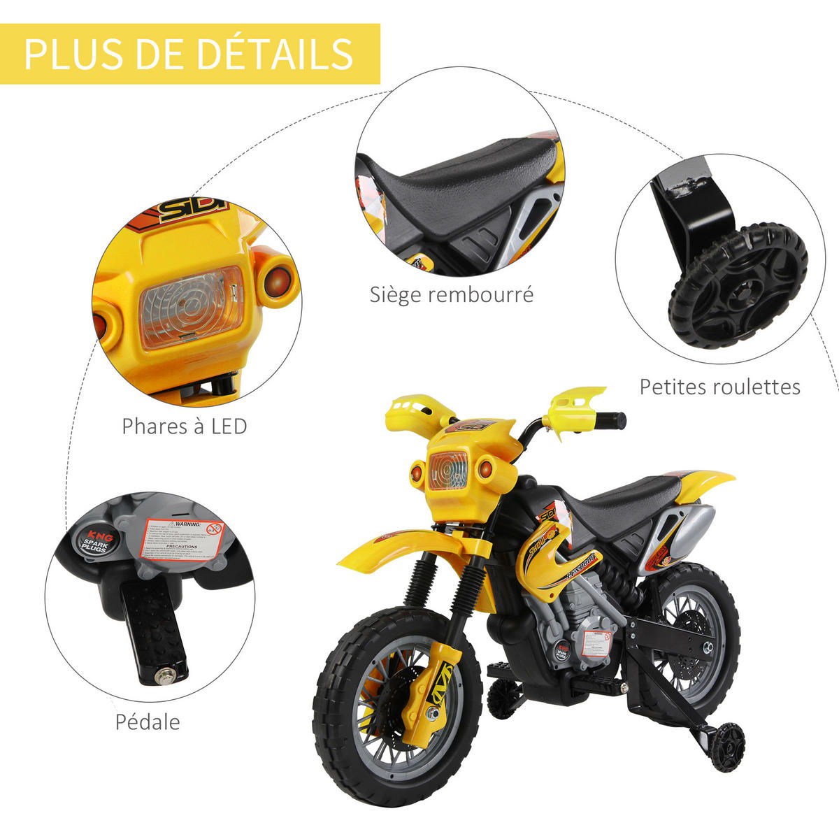 ELEKTRO-MOTORRAD DE-13172 abnehmbare Stützräder Gelb/Schwarz - Gelb, Kunststoff (102/53/66cm) - ComfortXL