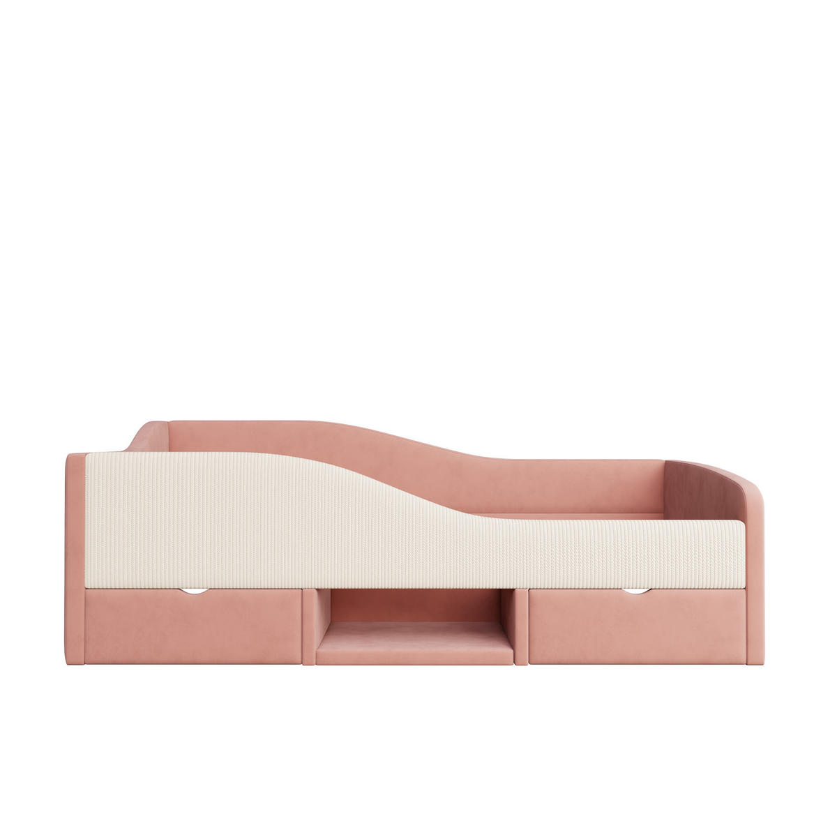 POLSTERBETT 90x190 cm Rosa Creme Schlafsofa Samt Schubladen - Multicolor, Holzwerkstoff - FLIEKS