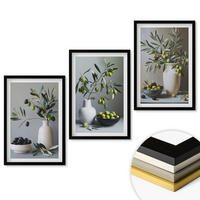 WANDBILDER 3er-Set - 40x60 cm Schwarzer Rahmen - Oliven in schlichten Vasen - Schwarz, Kunststoff (40/60cm) - ArtPrintCave