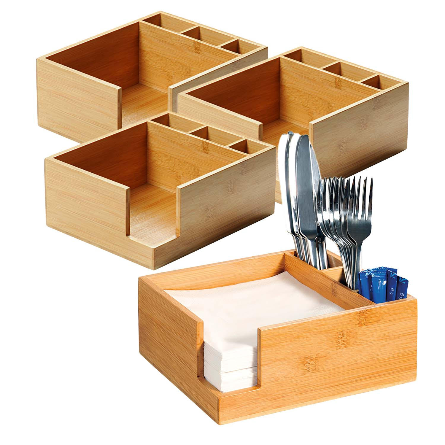 BESTECKBOX, 6 Stück - Bambus, 18 x 18cm - Naturfarben, Holz (21.5/9/18cm) - Kesper