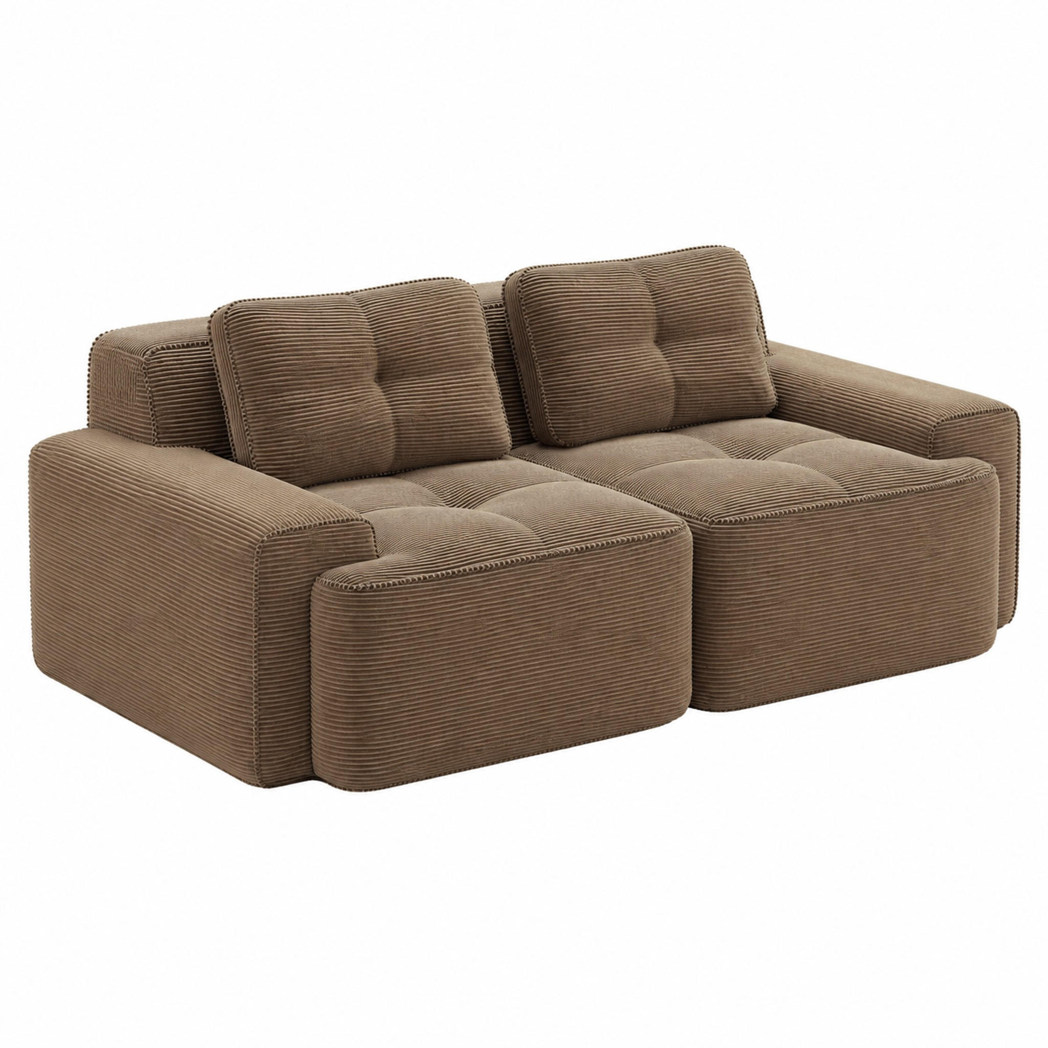 SOFA modular mit Tiefsitz 74 cm Cord Braun - Braun, Kunststoff (104/69/204cm) - Meubliv
