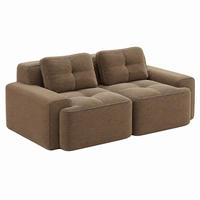 SOFA modular mit Tiefsitz 74 cm Cord Braun - Braun, Kunststoff (104/69/204cm) - Meubliv