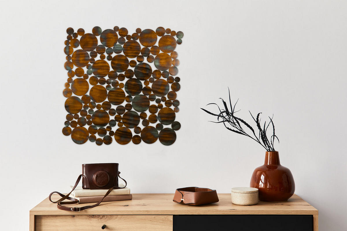 WANDDEKO Kupfer 78/78 cm - Kupferfarben, Metall (3.9/78/3cm) - KUNSTLOFT