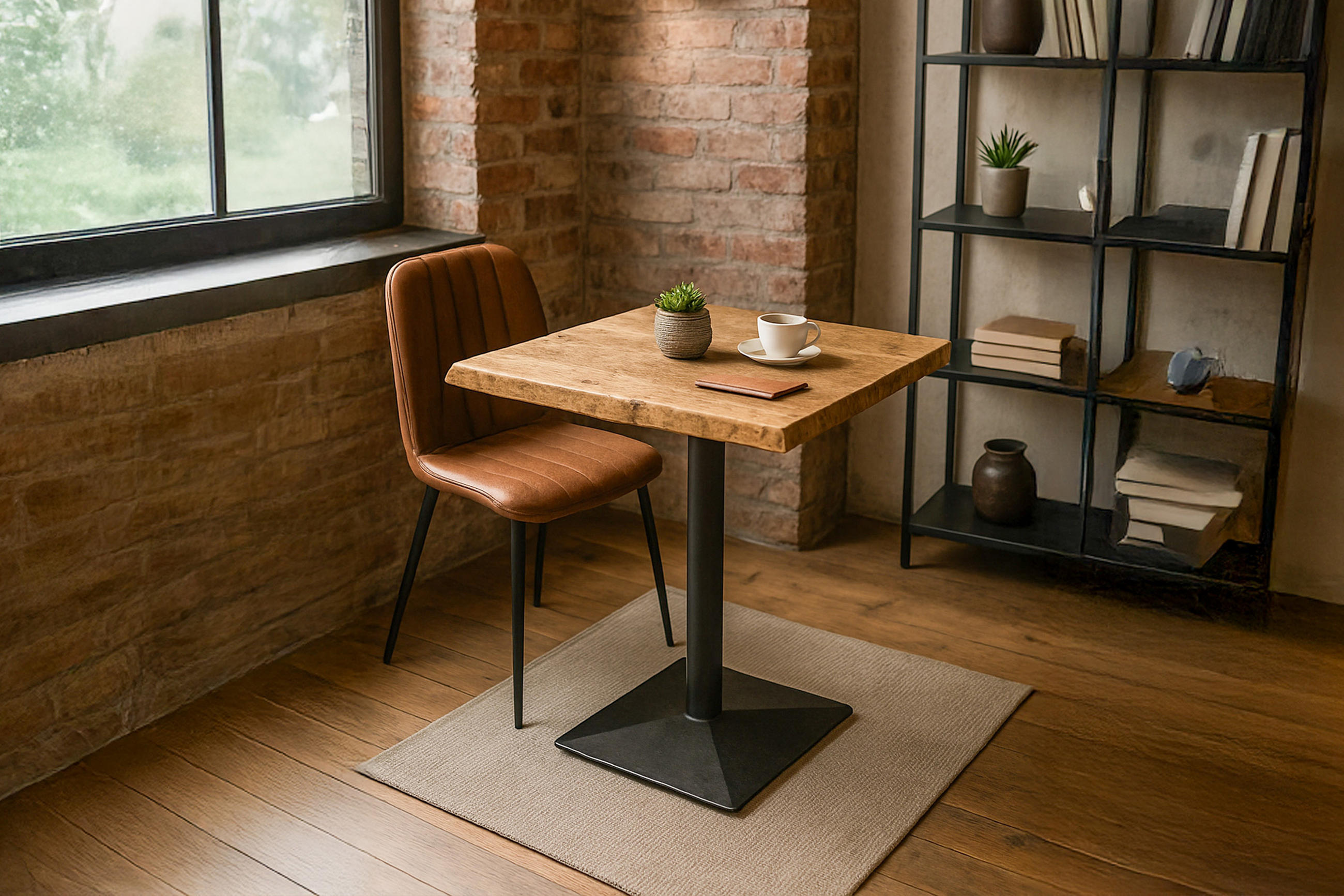 BISTROTISCH IRIS - Beige/Schwarz, Holz/Metall (70/70/76cm) - SAM