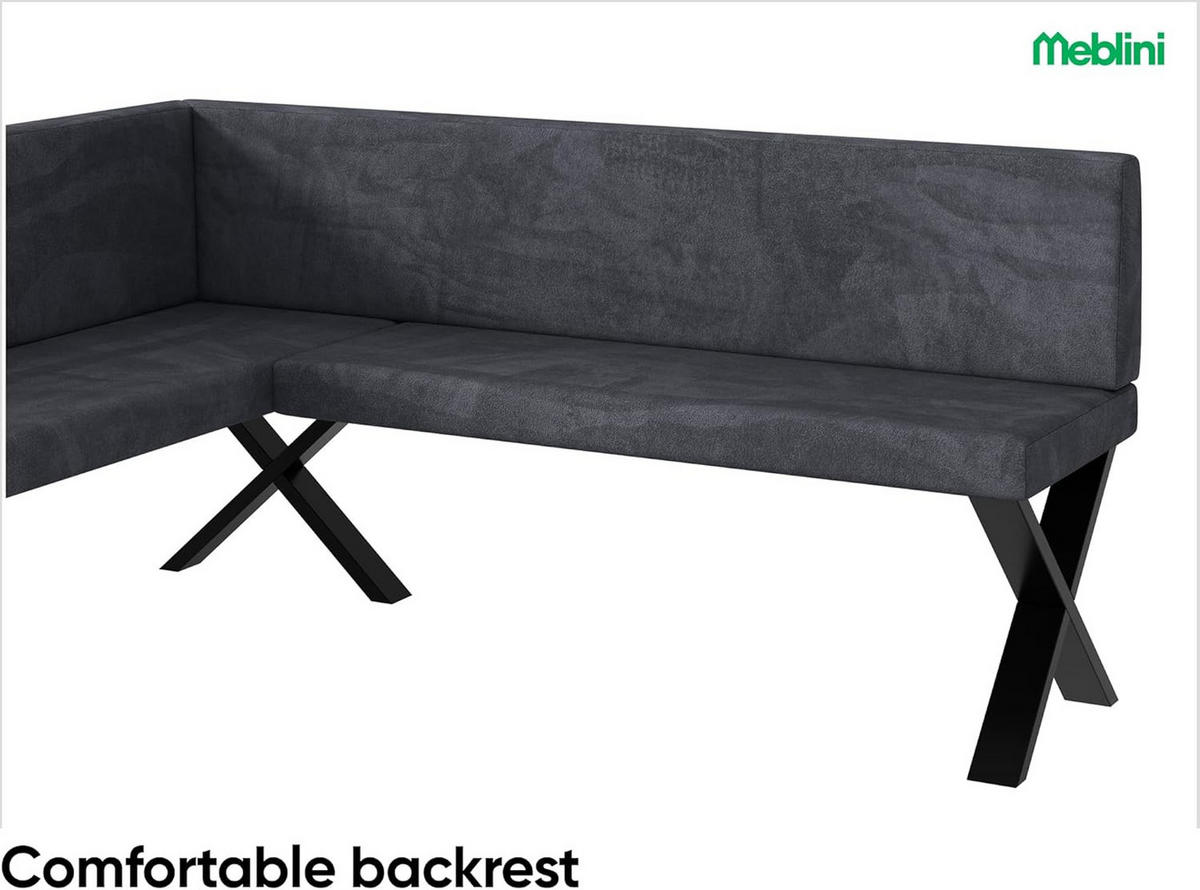 ECKBANK TONI_X - Dunkelgrau, Textil (128/168cm) - Meblini