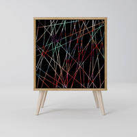 SIDEBOARD LUMINOUS SNARE, Eichefarben, 57,5x42x77,5 cm, Schräge Buchenholzfüße - Eichefarben/Buchefarben, Holzwerkstoff/Buchenholz (57.5/77.5/42cm) - SpaceRebels