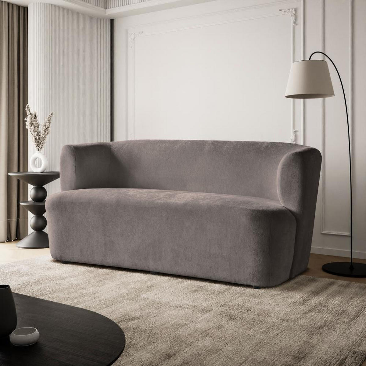 2-SITZER SOFA Nori braun velour - Schwarz/Braun, Kunststoff/Textil (150/68/72cm) - Beautysofa