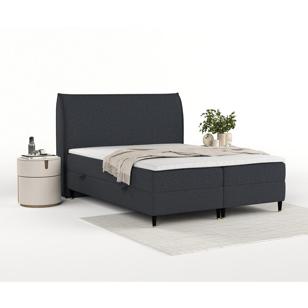 Thumbnail - Maison de Reve Boxbett, Schwarz, Textil, Buche, Kiefer, H2, Höhe ca. 19 cm, 180x200 cm, FSC 100%, Made in EU, Oeko-Tex® ...