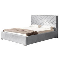 POLSTERBETT Monaco mit Kopfteil, 180x200 cm, Doppelbett mit Bettkasten und Lattenrost aus Holz, Velourstoff Hellgrau - Hellgrau, Holz/Textil (180/200cm) - Alpi-Möbel