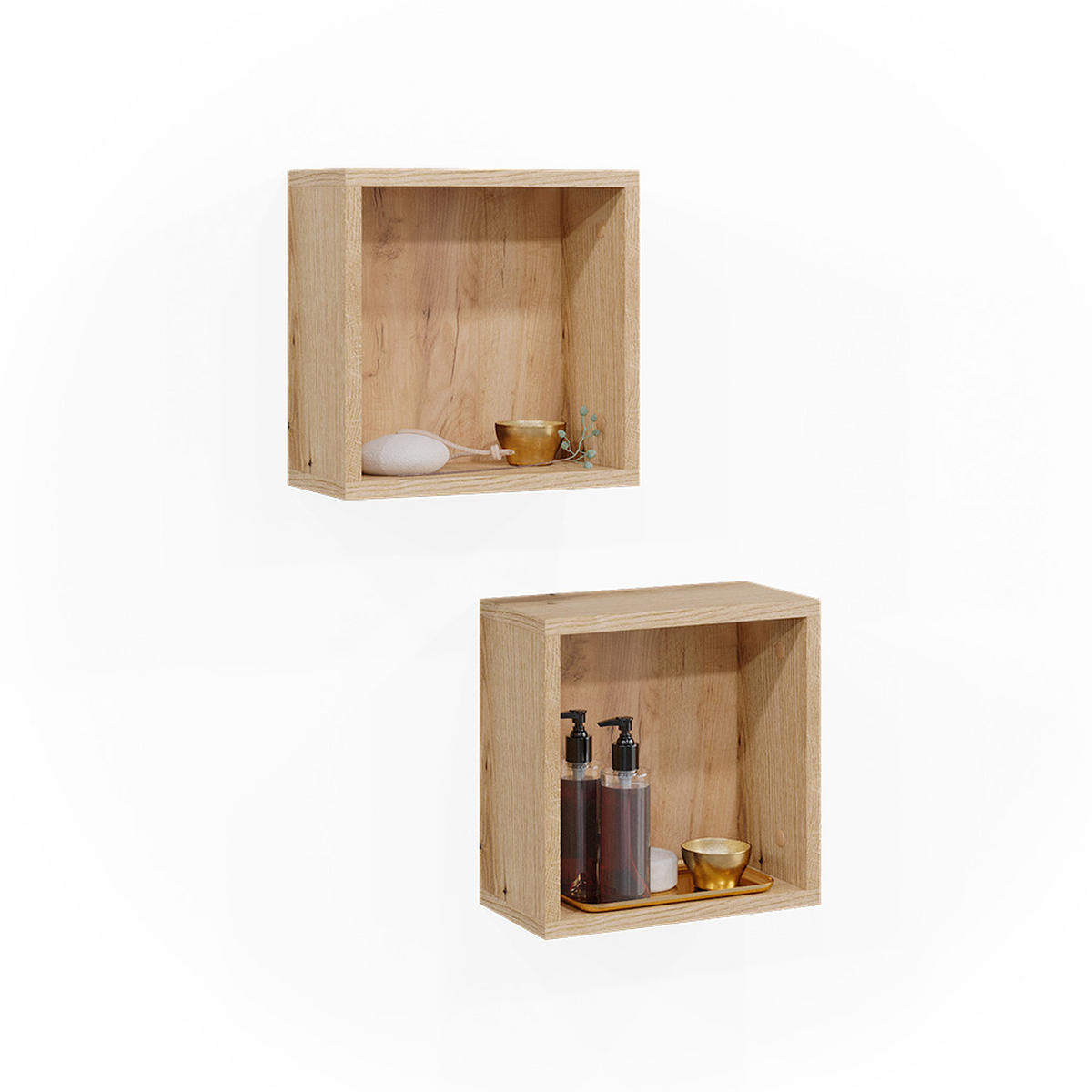 WANDREGAL Rudi Eiche 30 x 30 cm 2er Set - Eichefarben, Holzwerkstoff (30/30/15cm) - Vicco