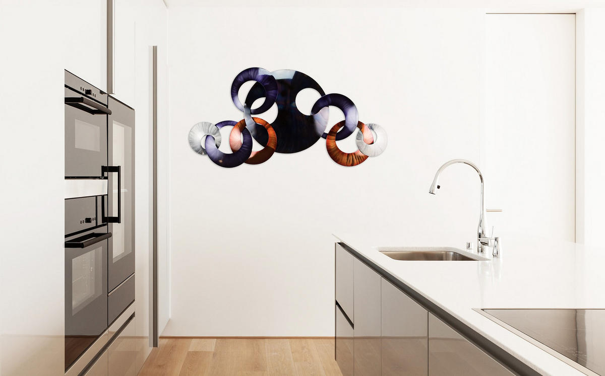 WANDDEKO Kupfer 125/65 cm - Blau/Kupferfarben, Metall (3.42/65/8cm) - KUNSTLOFT