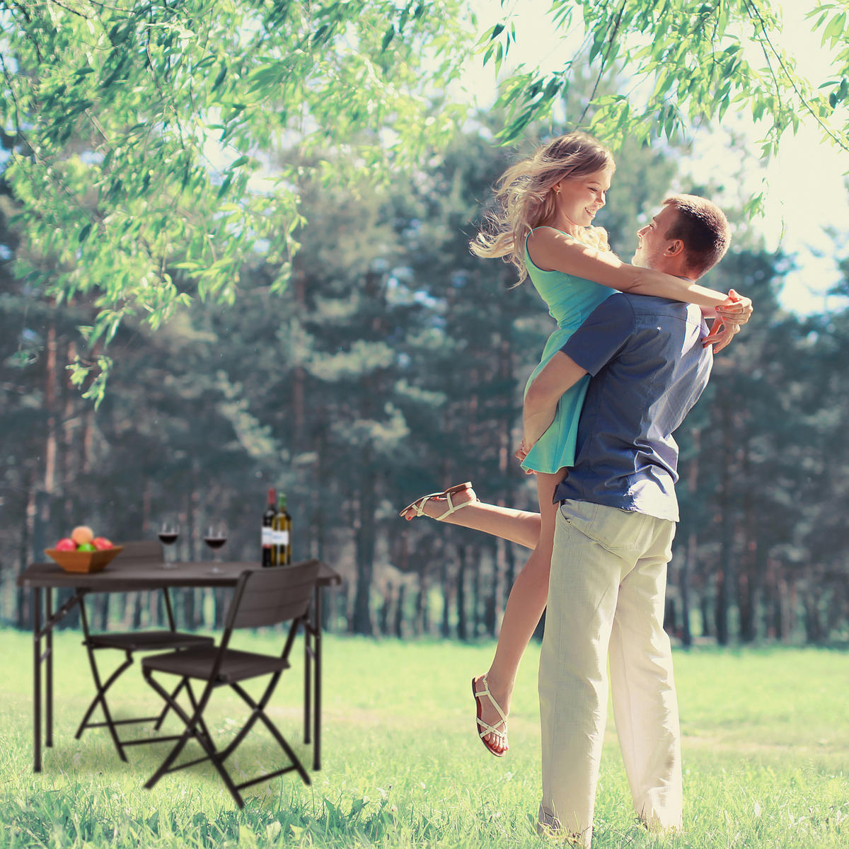 GARTENTISCH - Dunkelbraun, Kunststoff/Metall (60/120/74cm) - Relaxdays