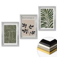 WANDBILDER 3er Set - 20x30 cm Silberner Rahmen - Botanischer Boho-Minimalismus - Silberfarben, Kunststoff (20/30cm) - ArtPrintCave