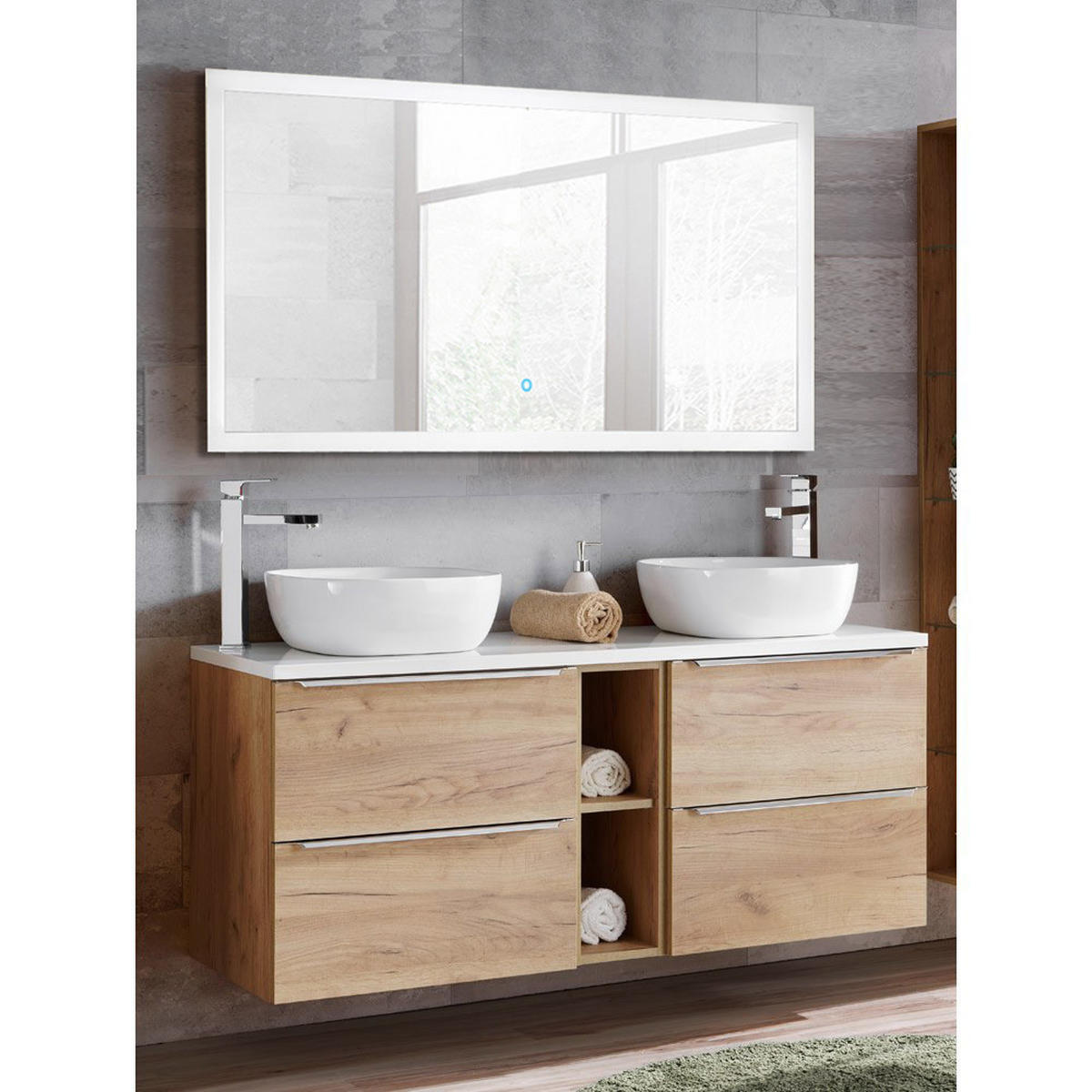 BADMÖBEL-SET 2-TLG. Toskana-56 - Braun, Holzwerkstoff (140/190/46cm) - Lomado