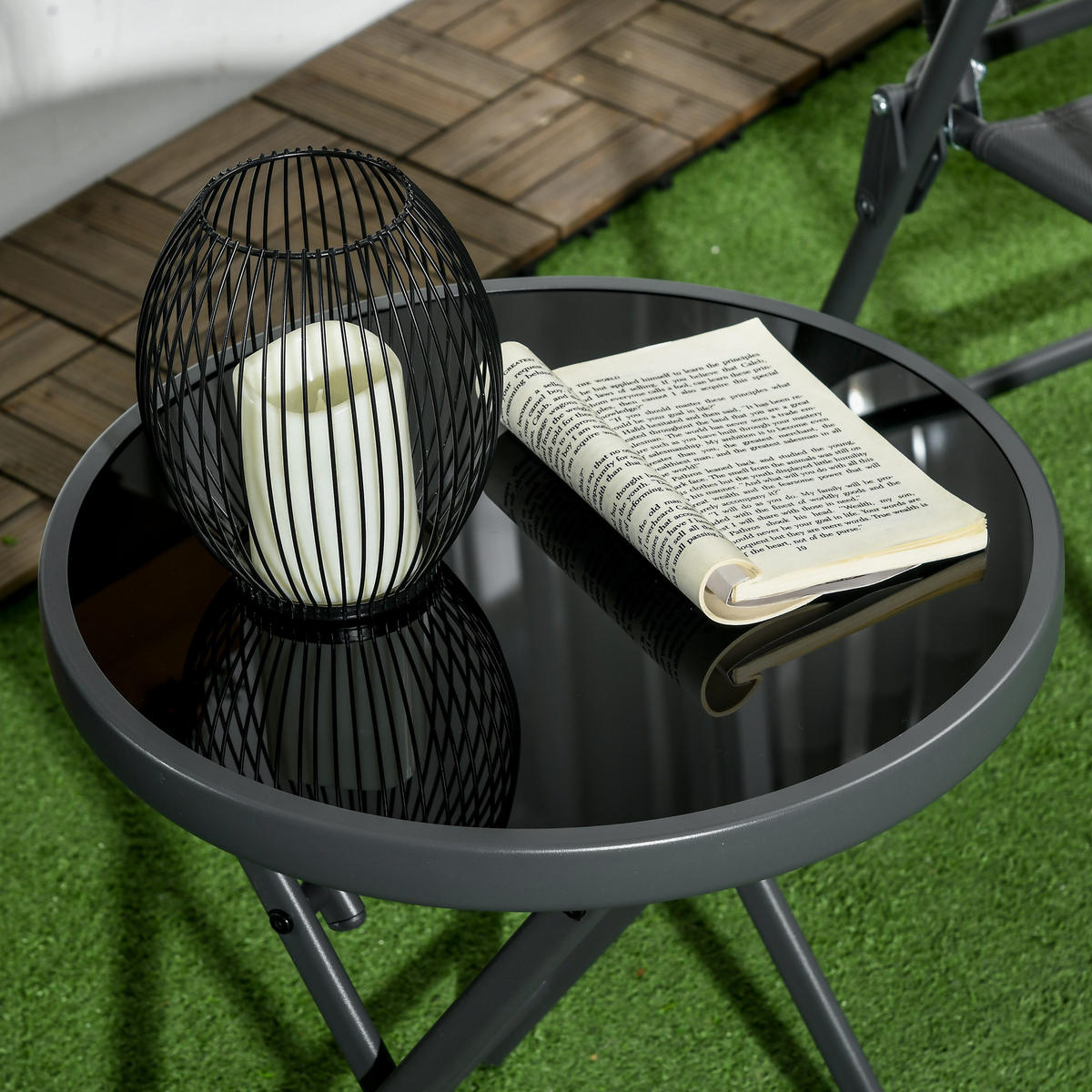 BEISTELLTISCH klappbar - Schwarz, Metall (45/45/50cm) - Outsunny