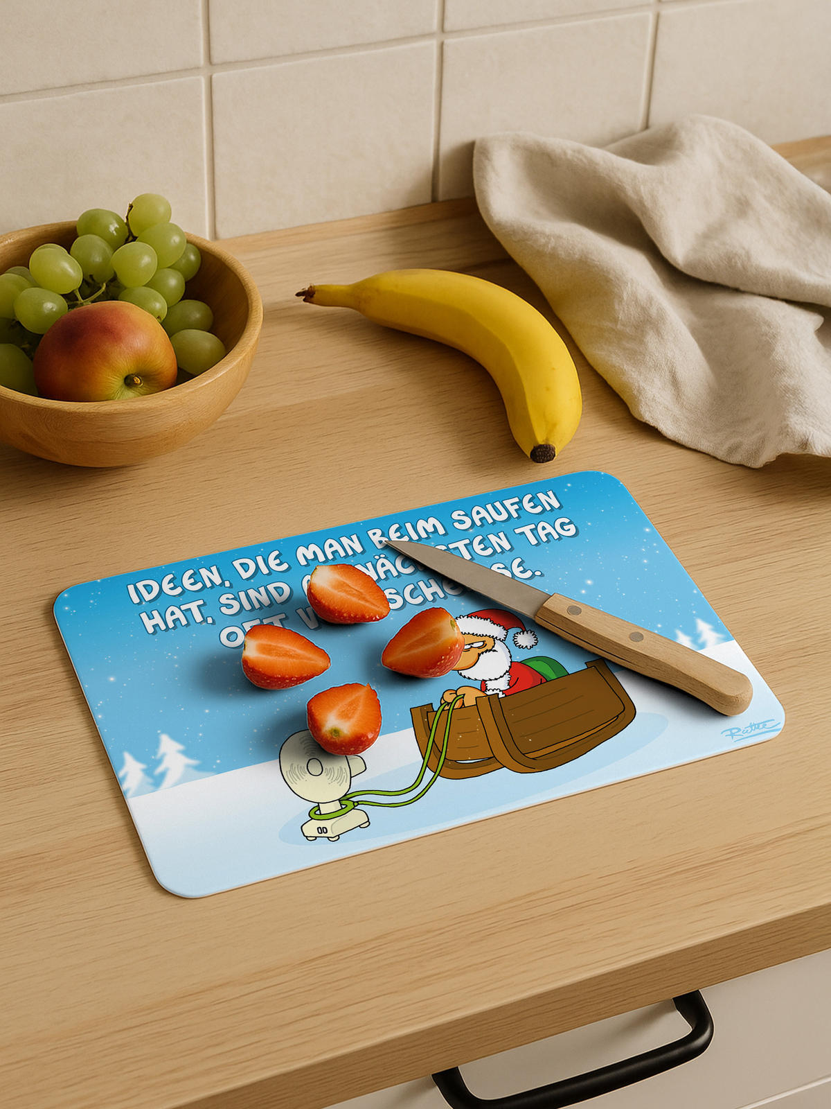 BRETTCHEN Ralph Ruthe XMAS Blau 14,5 x 23,5 cm - Blau, Kunststoff (14.5/23.5cm) - United Labels